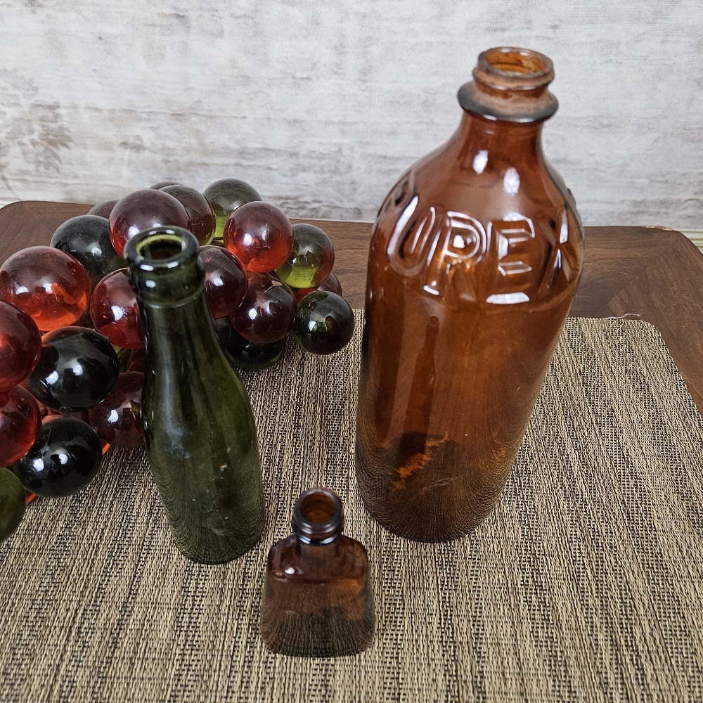 Vintage Glass Bottles Schilling McCormick Purex Vintage Amber Found Objects - Picture 2 of 10